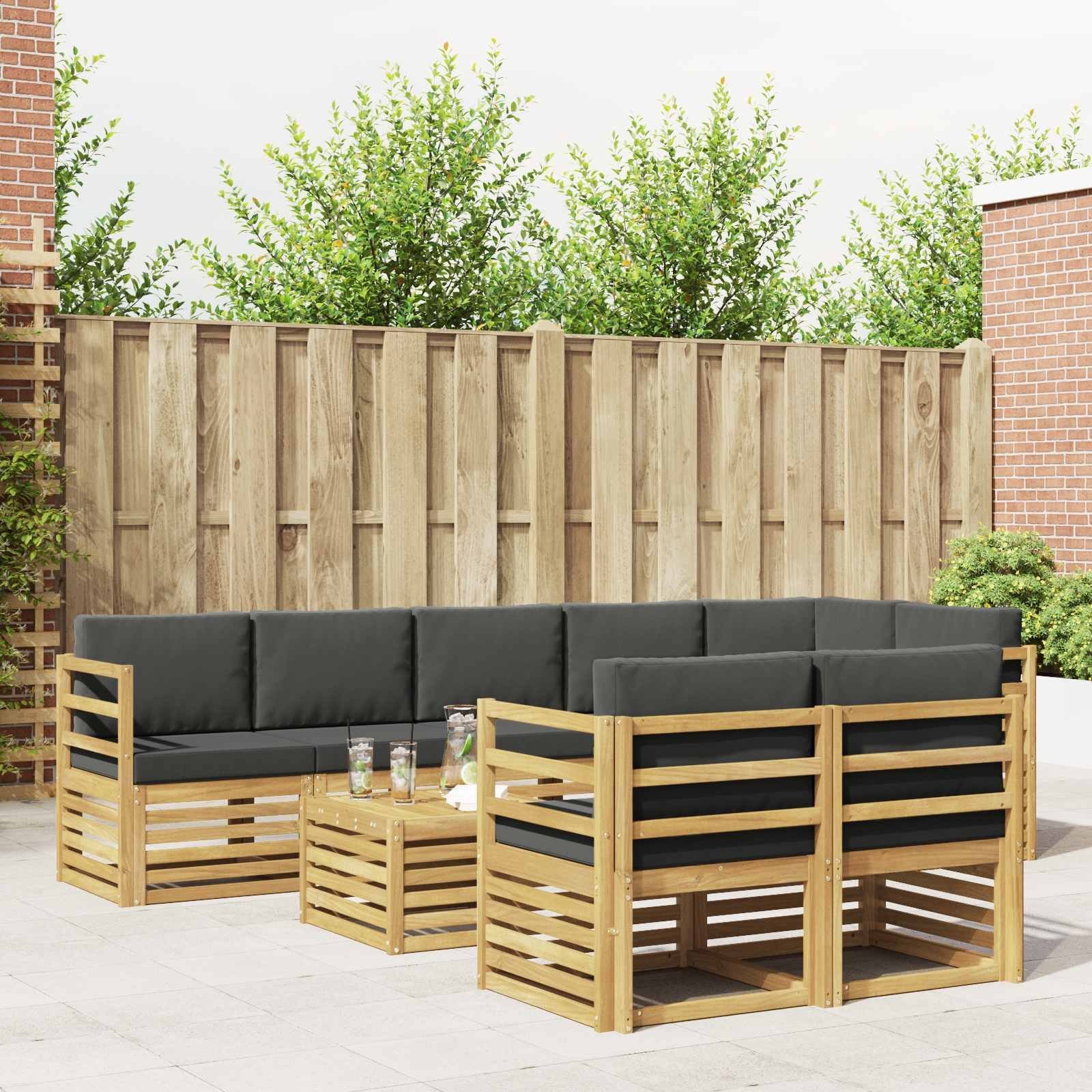 vidaXL Zestaw sof na zewnątrz 8 pcs Biały i antracyt 59 x 59 x 37 cm