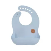 Śliniaki i fartuszki - Lassig Śliniak silikonowy z kieszonką Happy Rascals Smile sky blue - miniaturka - grafika 1