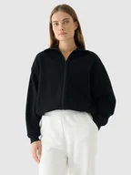 Bluzy sportowe damskie - Damska bluza rozpinana bez kaptura 4F 4FRAW24TSWSF1789 - czarna - miniaturka - grafika 1