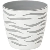 Donice - Doniczka sahara DUO 14 cm biały + platyna 7409 - miniaturka - grafika 1