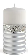 Świece - Świeca QUEEN NEW Walec duży 7xh17,5cm parafinowa srebrna - miniaturka - grafika 1