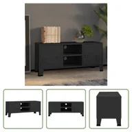 Szafki RTV - The Living Store Szafka pod telewizor w stylu industrialnym czarna 105x35x42 cm metalowa - miniaturka - grafika 1