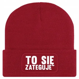Czapka Jesienna Bawełniana ZIMOWA Czerwona Beanie TO SIĘ ZATEGUJE Wzory - Czapki damskie - miniaturka - grafika 1