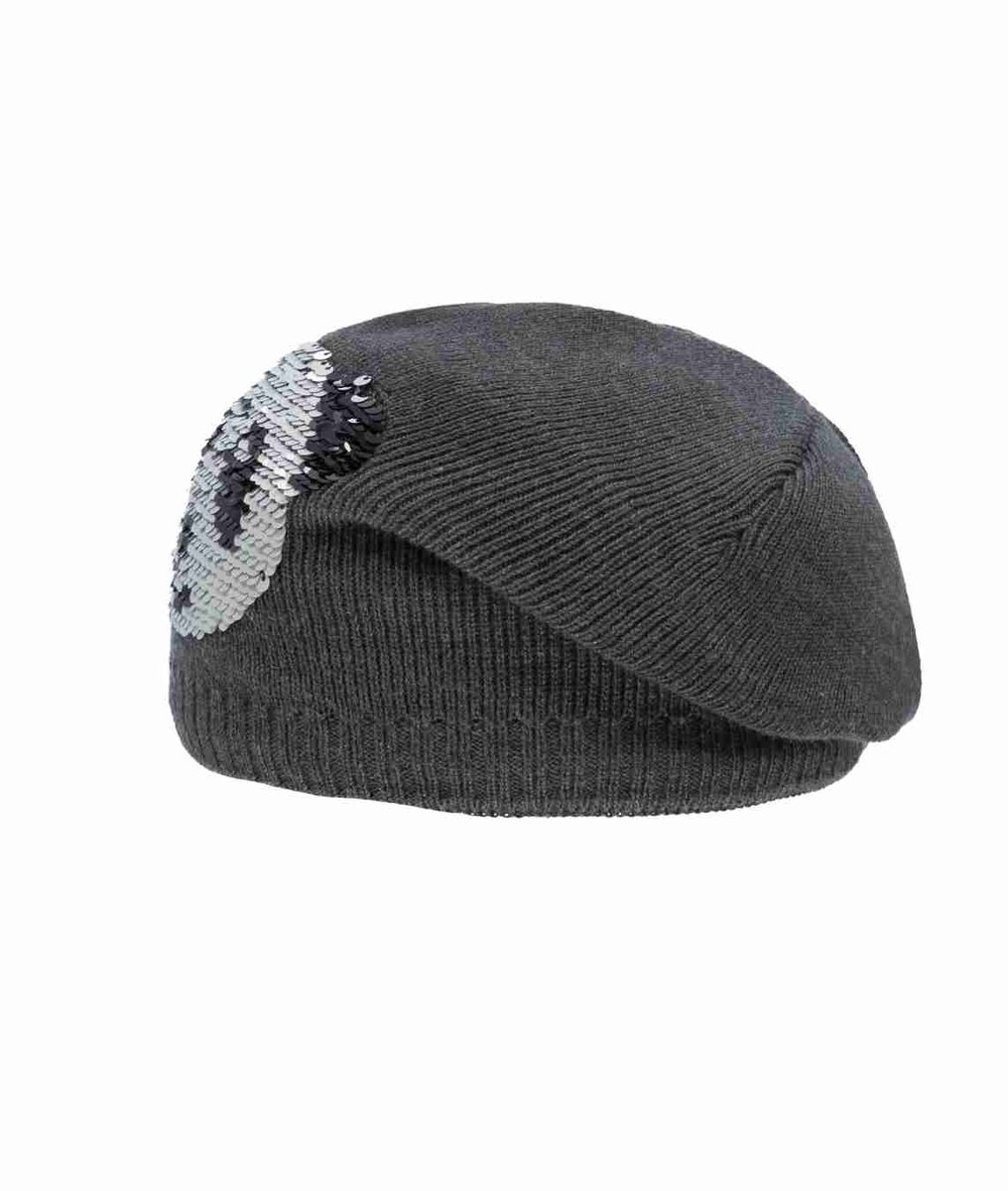 Czapka dziewczęca, szara, panda, dwustronne cekiny, Döll