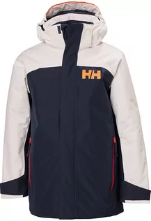 Kurtki i płaszcze dla dziewczynek - Helly Hansen Kurtka narciarska "Level" w kolorze granatowo-białym - grafika 1