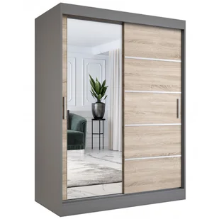 Szafa przesuwna antracyt + dąb sonoma 150 cm Irving 13X - Szafy - miniaturka - grafika 1