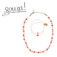 Prace ręczne dla dzieci - Souza! Zestaw naszyjnik i bransoletka kwiatki z koralików różowy Millie - biżuteria - miniaturka - grafika 1
