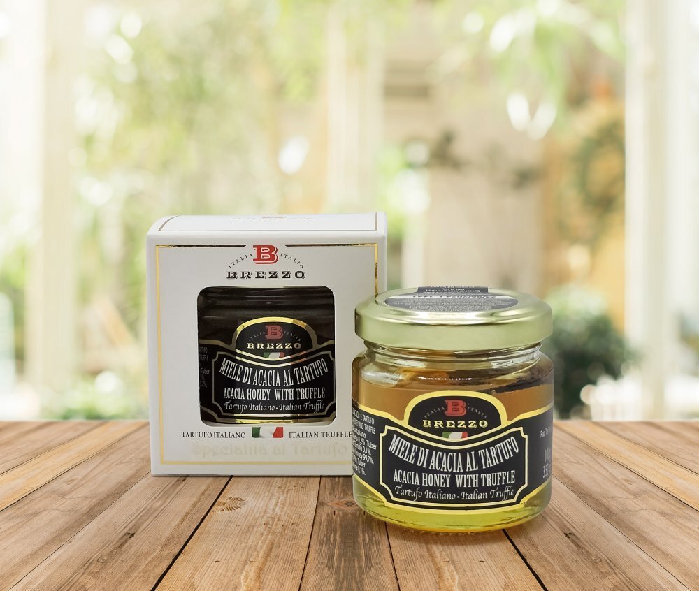 Włoski miód akacjowy z kawałkami czarnej trufli, 100 g / Brezzo