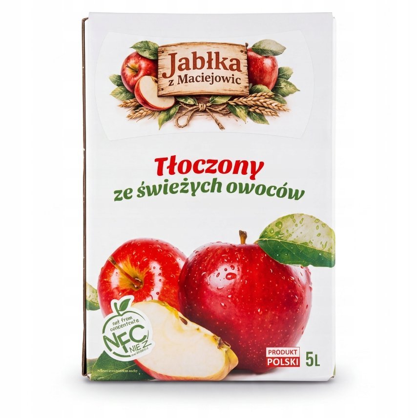 Sok Jabłkowy Tłoczony ze Świeżych Owoców 5L Zdrowy Naturalny z Jabłek