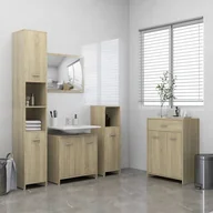 Meble łazienkowe - vidaXL vidaXL 4-częściowy zestaw mebli łazienkowych, dąb sonoma - miniaturka - grafika 1