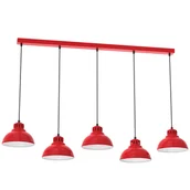 Lampy sufitowe - Czerwona lampa wisząca z pięcioma kloszami LX 9229 z serii SVEN - miniaturka - grafika 1