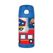 Kubki termiczne - Thermos Kubek dla dzieci ze słomką FUNtainer 355 ml (stalowy/niebieski) pojazdy 12001G - miniaturka - grafika 1
