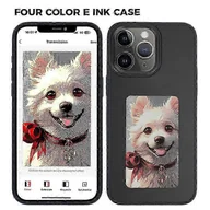 Etui i futerały do telefonów - INKZONE Do iPhone 11 Pro Max E Ink Etui na telefon PC + TPU DIY Pokrowiec na telefon 4-kolorowy wyświetlacz - szary Czarny - miniaturka - grafika 1