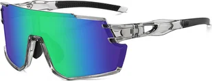 INF Sportowe okulary przeciwsłoneczne z piaskowo-białą oprawką Szary+Zielony - Okulary przeciwsłoneczne - miniaturka - grafika 1