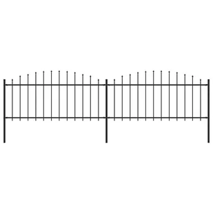 vidaxl Panele ogrodzeniowe z grotami, stal, (0,5-0,75) x 3,4 m, czarne - Ogrodzenia - miniaturka - grafika 2