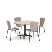 Stoły i stoliki do biura - Zestaw mebli SANNA+MILLA, 1 stół i 4 krzesła, czarny/szarość gliny - miniaturka - grafika 1