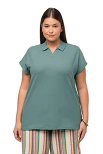 Ulla Popken, Damska koszulka polo oversize, zielony lodowy, 46-48 - Koszulki i topy damskie - miniaturka - grafika 1