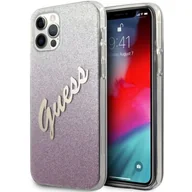 Etui i futerały do telefonów - Guess GUHCP12MPCUGLSPI iPhone 12/12 Pro 6,1" różowy/pink hardcase Glitter Gradient Script GUE001094 - miniaturka - grafika 1