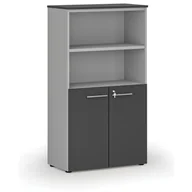 Szafy biurowe - Szafa biurowa kombinowana PRIMO GRAY, drzwi na 2 poziomach, 1434 x 800 x 420 mm, szary/grafit - miniaturka - grafika 1