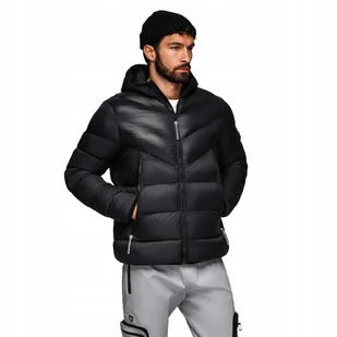 Nowoczesna stylowa pikowana kurtka męska czarna V1 OM-JAHP-0303 rozmiar S - Kurtki męskie - miniaturka - grafika 1