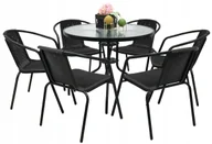Meble ogrodowe - ZESTAW MEBLI OGRODOWYCH TARAS NA BALKON STÓŁ FI90+6x KRZESŁA LORETTO CZARNE - miniaturka - grafika 1