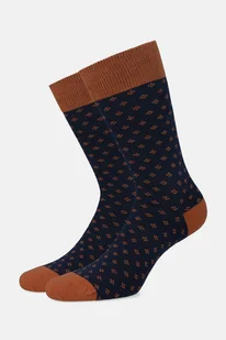 Skarpety Granatowo-Brązowe we Wzór - Skarpetki męskie - miniaturka - grafika 1