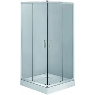 Zestaw Deante Funkia kabina prysznicowa 80 cm kwadratowa z brodzikiem Corner i syfonem chrom/szkło przezroczyste (KYC042K, KTC042B, ... - Kabiny prysznicowe - miniaturka - grafika 1