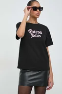 Koszulki sportowe damskie - Guess t-shirt bawełniany damski kolor czarny - miniaturka - grafika 1