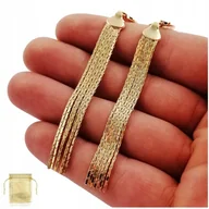 Kolczyki - PIĘKNE DAMSKIE KOLCZYKI WISZĄCE CHWOSTY DŁUGIE 18K NA PREZENT DLA BABCI MAMY NARZECZONEJ SIOSTRY CÓTKI NA URODZINY IMIENINY - miniaturka - grafika 1