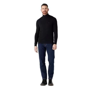 Wrangler Męska bluza z dzianiny z kołnierzem, czarny, L - Bluzy męskie - miniaturka - grafika 1