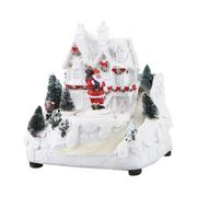 Ozdoby bożonarodzeniowe - Wioska świąteczna domek z Mikołajem 16.5x16cm biały - miniaturka - grafika 1