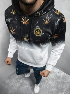 BLUZA Z KAPTUREM MĘSKA CZARNO-BIAŁA OZONEE O/HM529 - Ozonee - Bluzy męskie - miniaturka - grafika 1