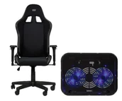 Fotele gamingowe - SMX Fotel gamingowy Deriba + Devi podstawka chłodząca pod laptop - miniaturka - grafika 1