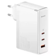 Ładowarki do telefonów - Ładowarka sieciowa Baseus GaN5 Pro 2xUSB-C + USB, 140W (biała) - miniaturka - grafika 1