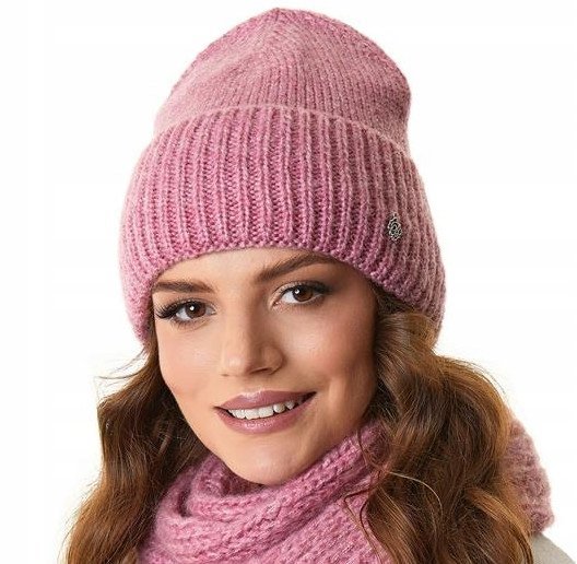 Czapka zimowa damska KSENA Ciemny róż