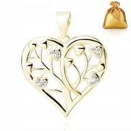 Wisiorki - ZŁOTA ZAWIESZKA WISIOREK SERCE AŻUROWE Z CYRKONIAMI SREBRO 925 POZŁACANY - miniaturka - grafika 1