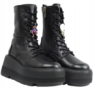 Workery botki czarne damskie CARINII B9791 skóra platforma modne r.37 - Botki damskie - miniaturka - grafika 1