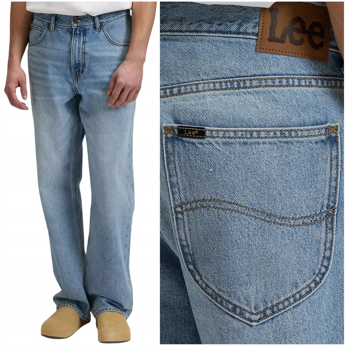 Lee ASHER loose straight bardzo luźne spodnie jeansowe bez streczu W32 L32