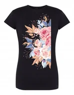 Koszulki i topy damskie - T-Shirt damski modny nadruk KWIATY BUKIET r. XXL - miniaturka - grafika 1