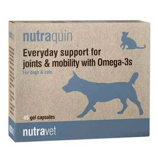 NUTRAVET Nutraquin For Dogs & Cats 45kaps- zapewnia szybkie wsparcie dla zwierząt cierpiących na sztywność stawów - Suplementy i witaminy dla psów - miniaturka - grafika 1