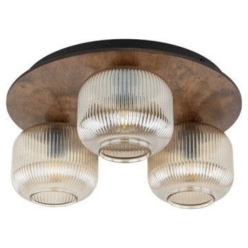 Sufitowa lampa do klasycznego salonu, szklane ryflowane klosze Tk Lighting