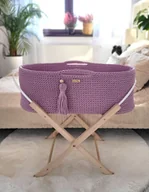 Łóżeczka i kojce - Kosz Mojżesza Boho Handmade Ze Stojakiem - Lawenda - miniaturka - grafika 1