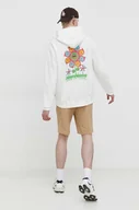 Bluzy męskie - Volcom bluza męska kolor biały z kapturem z nadrukiem - miniaturka - grafika 1