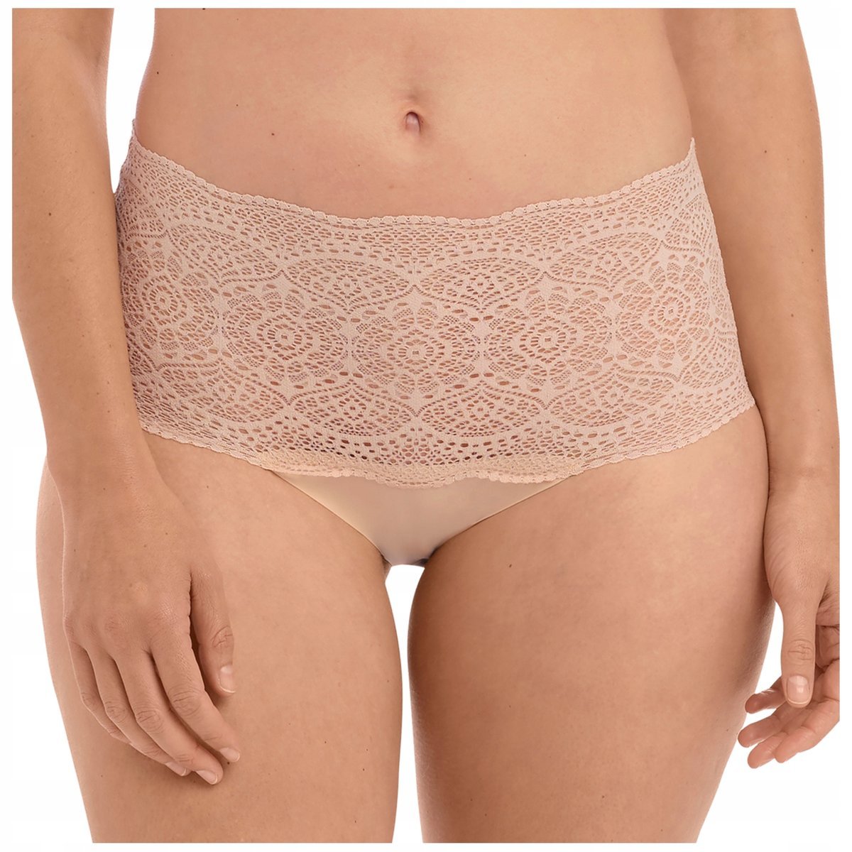 Majtki figi wysoki stan bezszwowe koronka Fantasie LACE EASE beżowe UNI