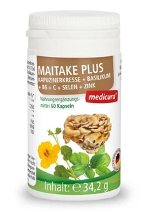 Medicura, Grzyby Maitake Z Nasturcją, Bazylią, Witaminą B6, C, Selenem I Cynkiem, 60 Kaps. - Witaminy i minerały - miniaturka - grafika 1