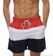 Kąpielówki męskie - MĘSKIE SPODENKI SZORTY KĄPIELOWE MODNE KĄPIELÓWKI NA PLAŻĘ XL PASY - miniaturka - grafika 1