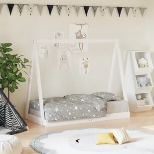 vidaXL Rama łóżka dziecięcego, biała, 70x140 cm, drewno sosnowe - Łóżeczka i kojce - miniaturka - grafika 1