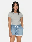 Koszulki i topy damskie - ONLY T-Shirt Elina 15320229 Szary Slim Fit - miniaturka - grafika 1