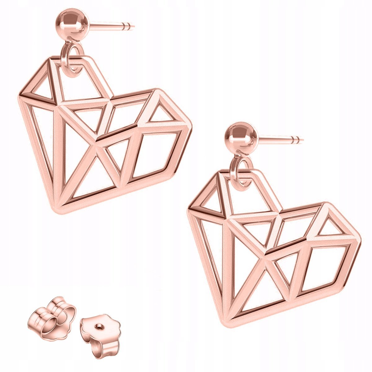 Kolczyki Pozłacane Ażurowe Serca Serduszka Hearts Miłość Love SREBRO 925