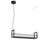 Lampy sufitowe - QAZQA Czarna lampa wisząca ze stojakiem z 3-stopniowym ściemnianiem LED - Cage Rack - miniaturka - grafika 1